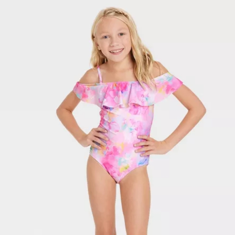 Girls Flower Daydream One Piece Swimsuit - Size 6/7